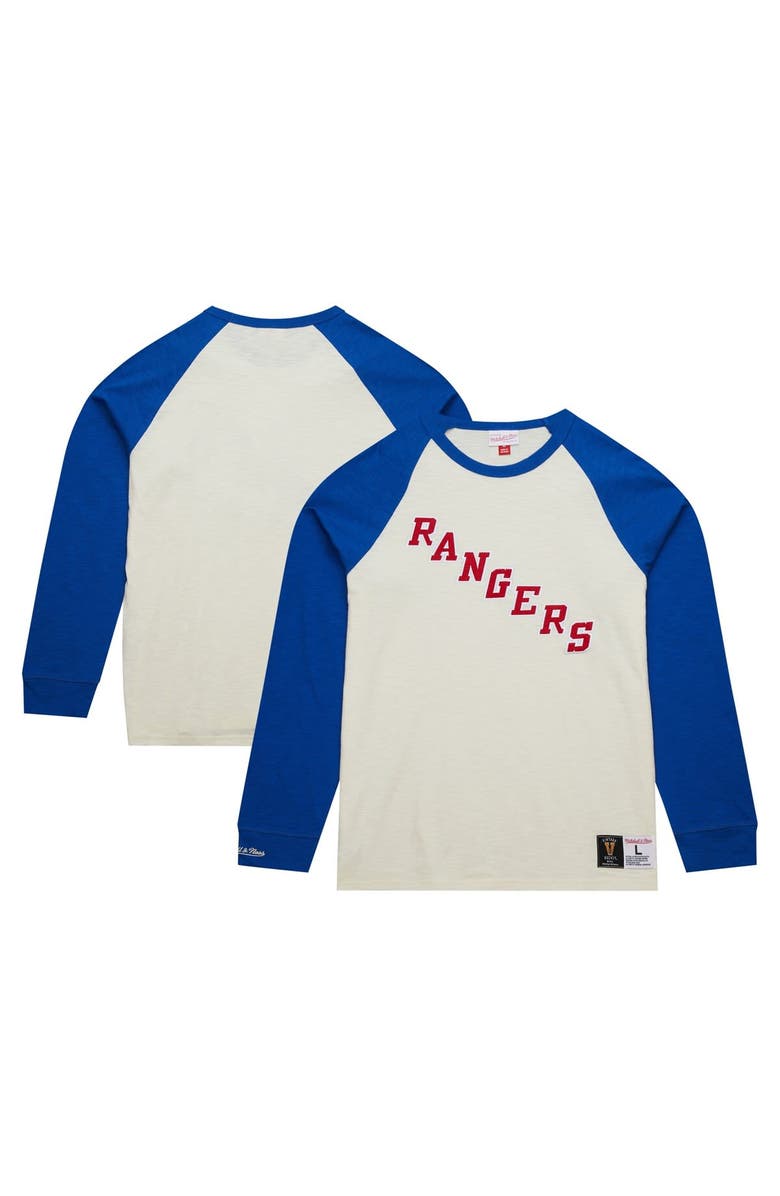 Mitchell & Ness Men's Mitchell & Ness Cream New York Rangers Legendary Slub Vintage Raglan Long Sleeve T-Shirt, Main, color, 