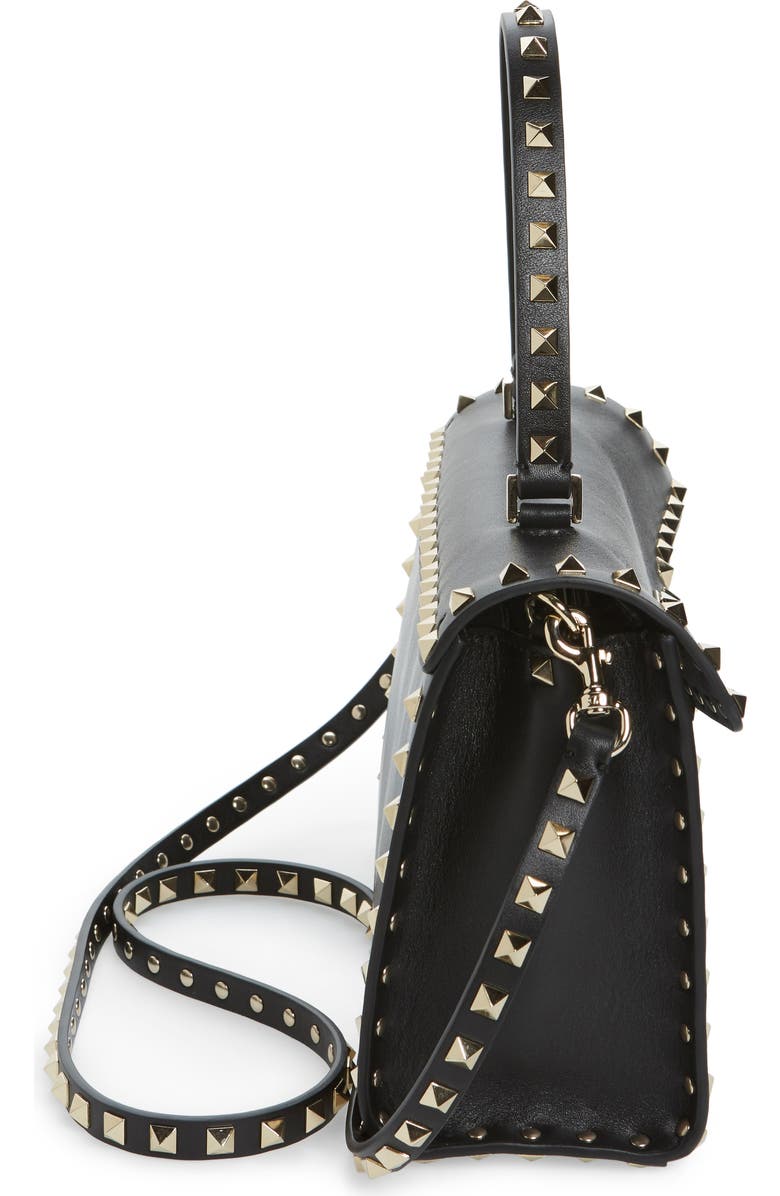 Valentino Garavani Small Rockstud Leather Top Handle Satchel, Alternate, color,
