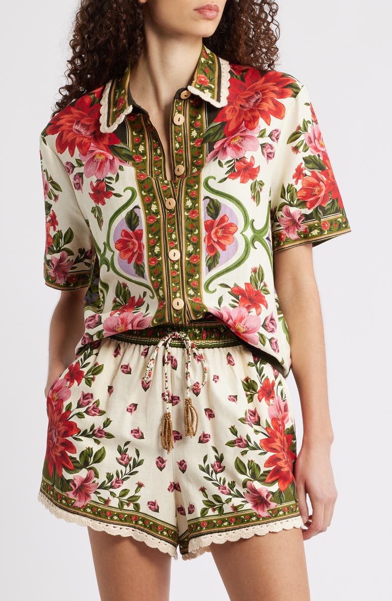 FARM Rio Wonder Rio Sand Button-Up Shirt, Main, color, Sand