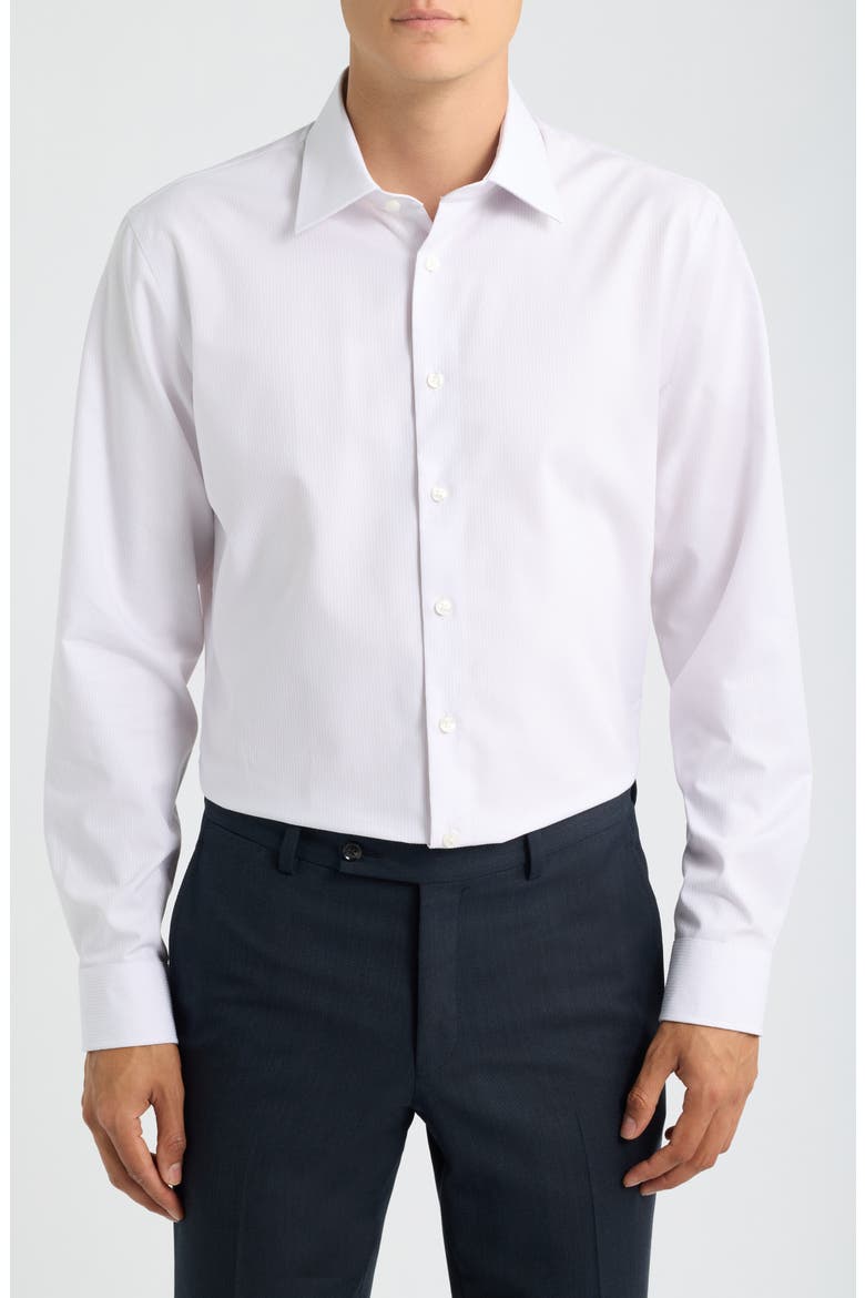 pinstripe dress shirt Danielre Timeless Blue DanielReCollection A stretch recycled pinstripe dress shirt built for client Trim Fit Pinstripe Premium Non-Iron