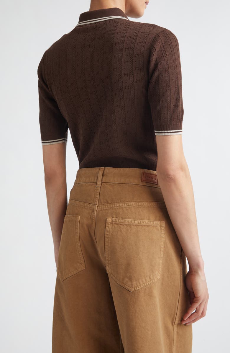 Moncler Tipped Polo, Alternate, color, Brown
