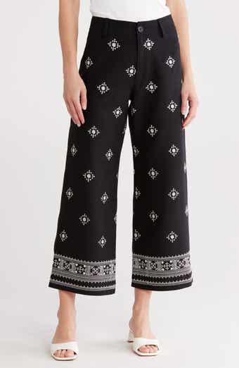 T Tahari Embroidered Border Pants