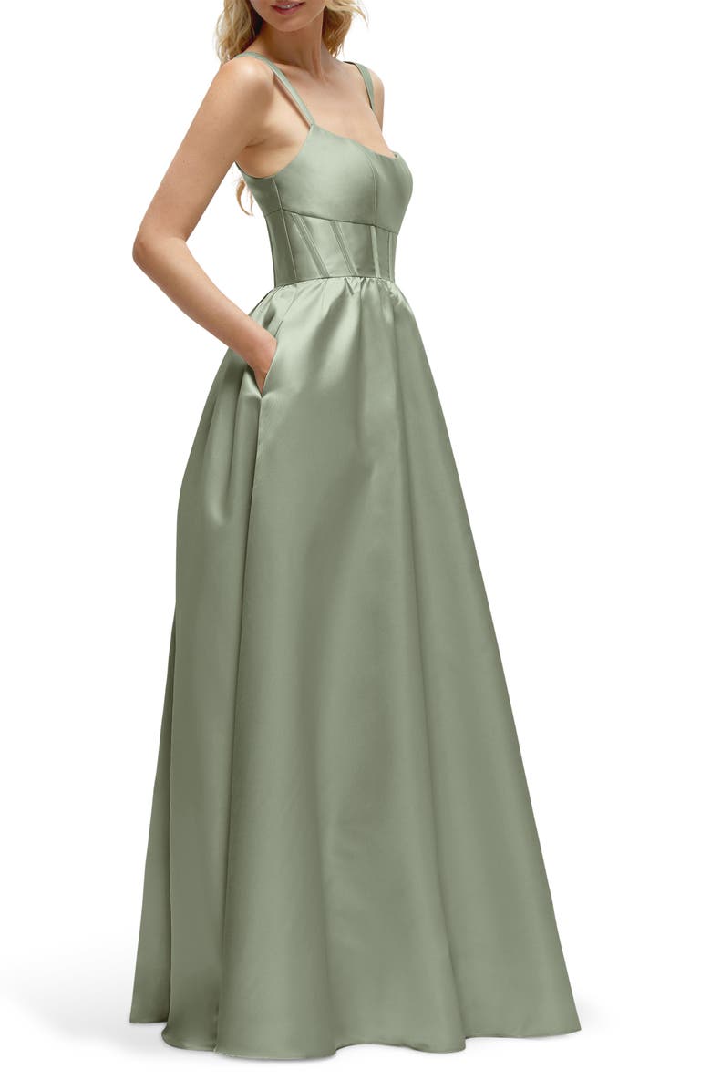 Sleeveless Corset Satin Gown