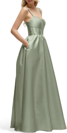 Sleeveless Corset Satin Gown