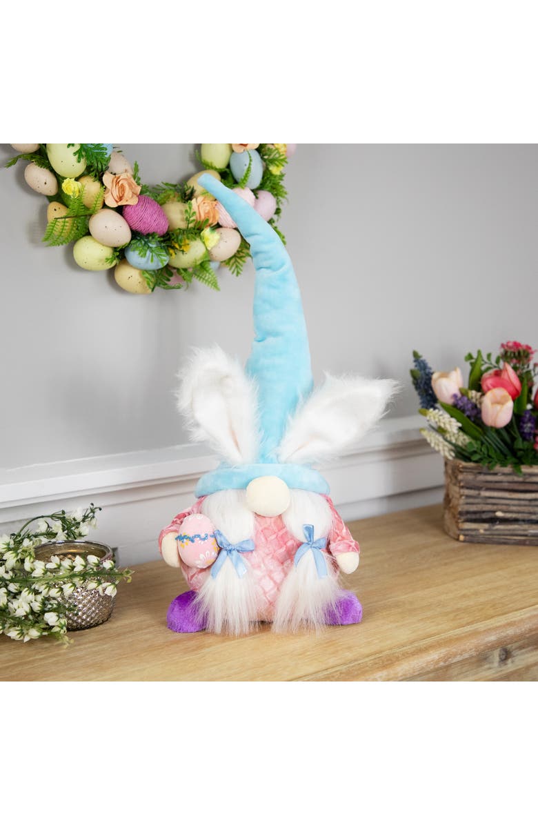 Northlight Girl Gnome Girl with Bunny Ears Easter Figure - 18.25" - Blue and Pink, Alternate, color, Blue