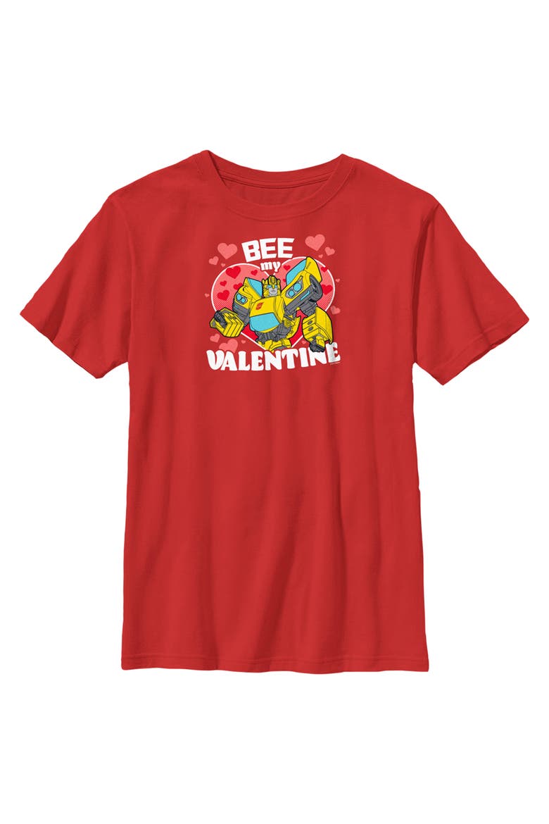 Boy's Transformers Bumblebee Bee My Valentine  Graphic T-Shirt, Alternate, color, Red