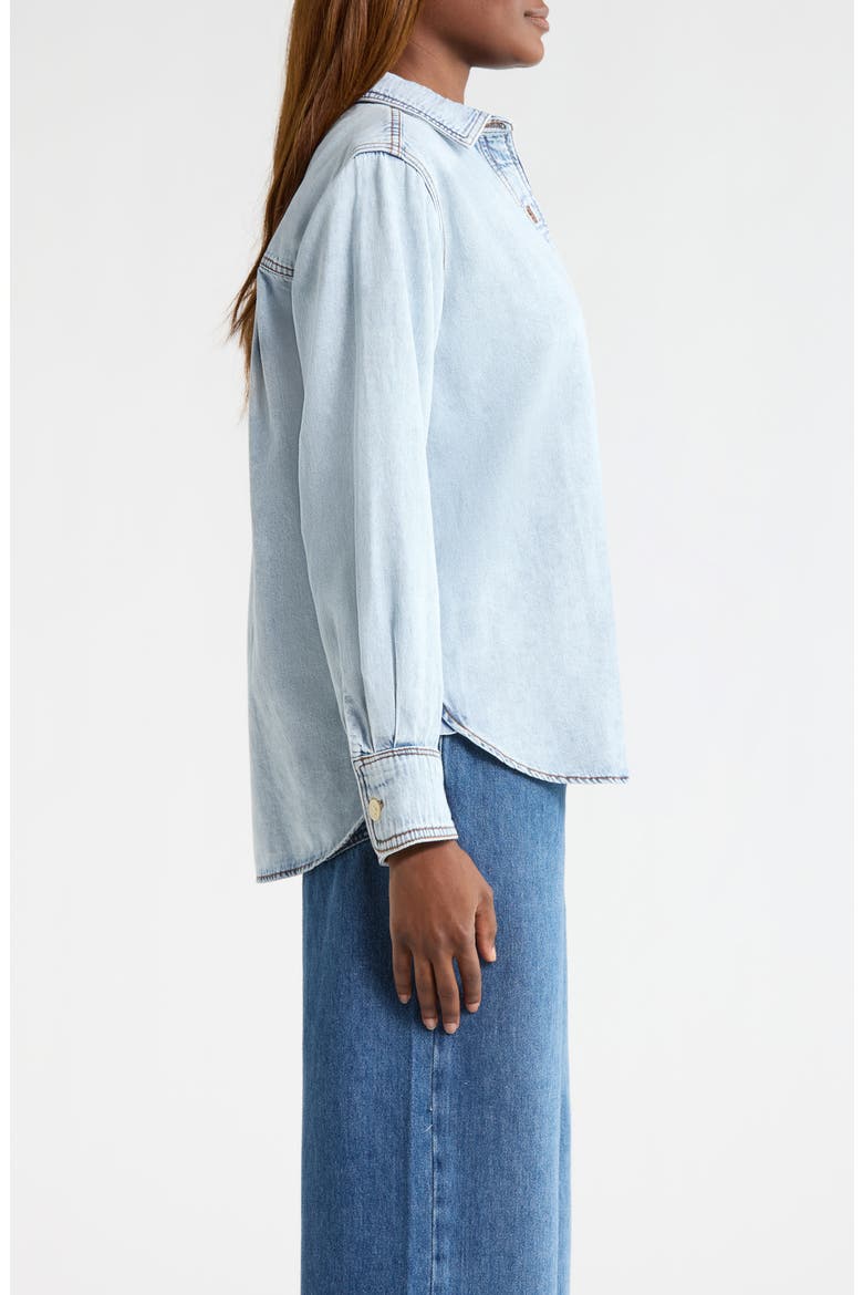 Jane Relaxed Cotton & Linen Denim Button-Up Shirt, Alternate, color, MEDIUM WASH