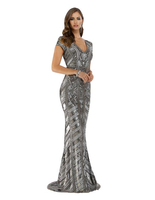 LARA New York Body Con Beaded Silver Dress LARA New York Body Con Beaded Silver Dress