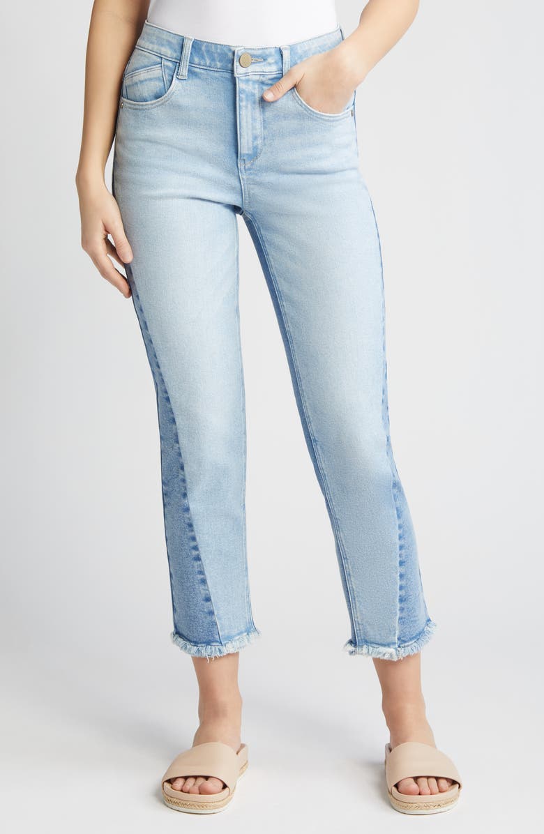 Wit & Wisdom 'Ab'Solution Pieced High Waist Ankle Straight Leg Jeans, Main, color, Light Blue