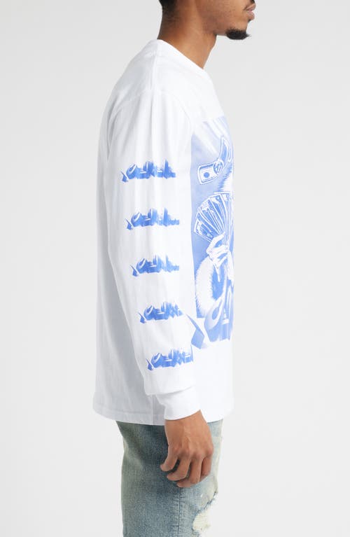 Icecream Count Em Long Sleeve Cotton Graphic T-shirt In White