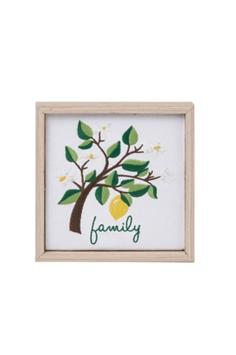 Embroidered Framed Family Décor Wall Art, Main, color, Green