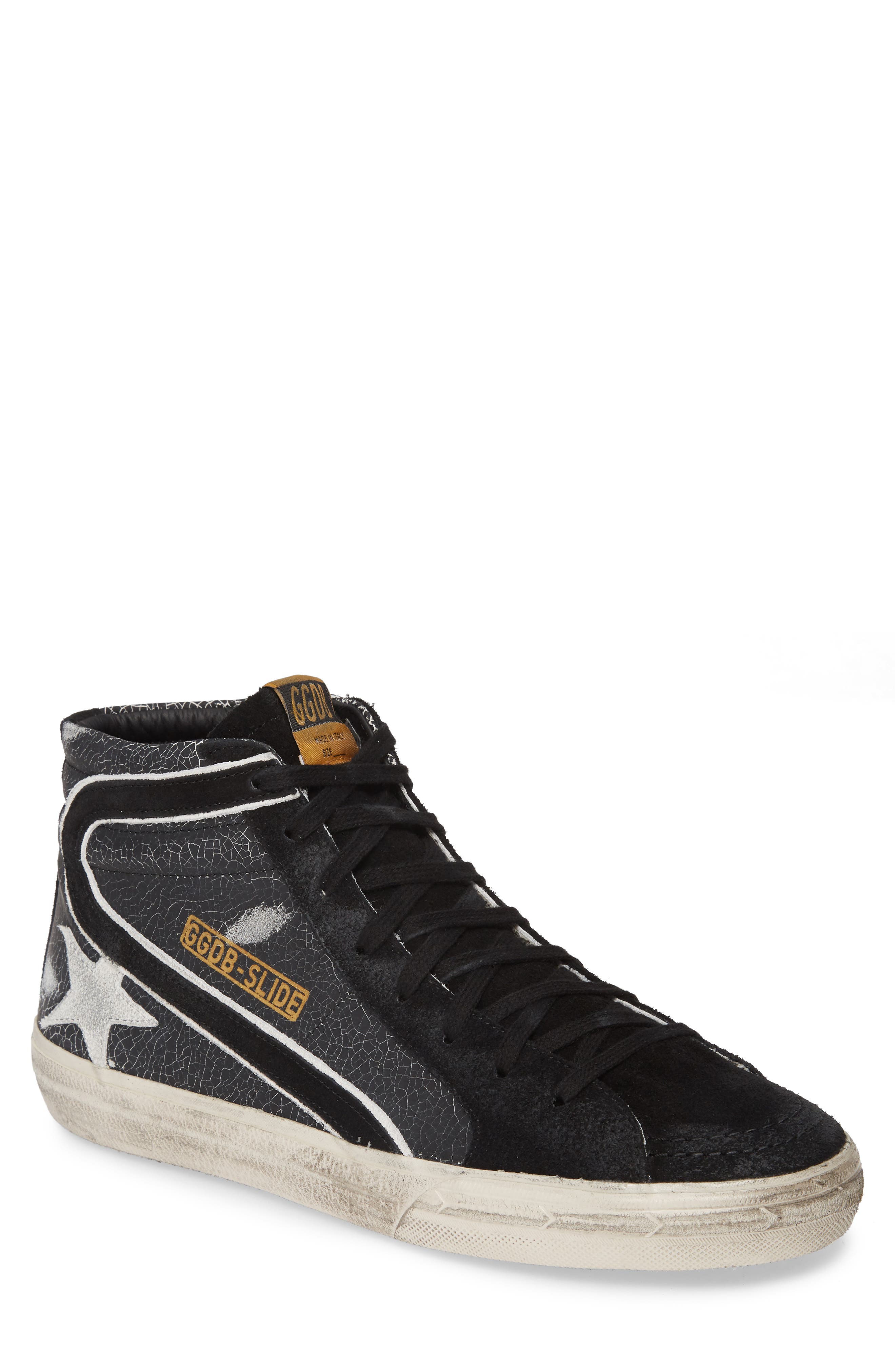 Slide High Top Sneaker, Main, color, BLACK CRACK/ WHITE STAR