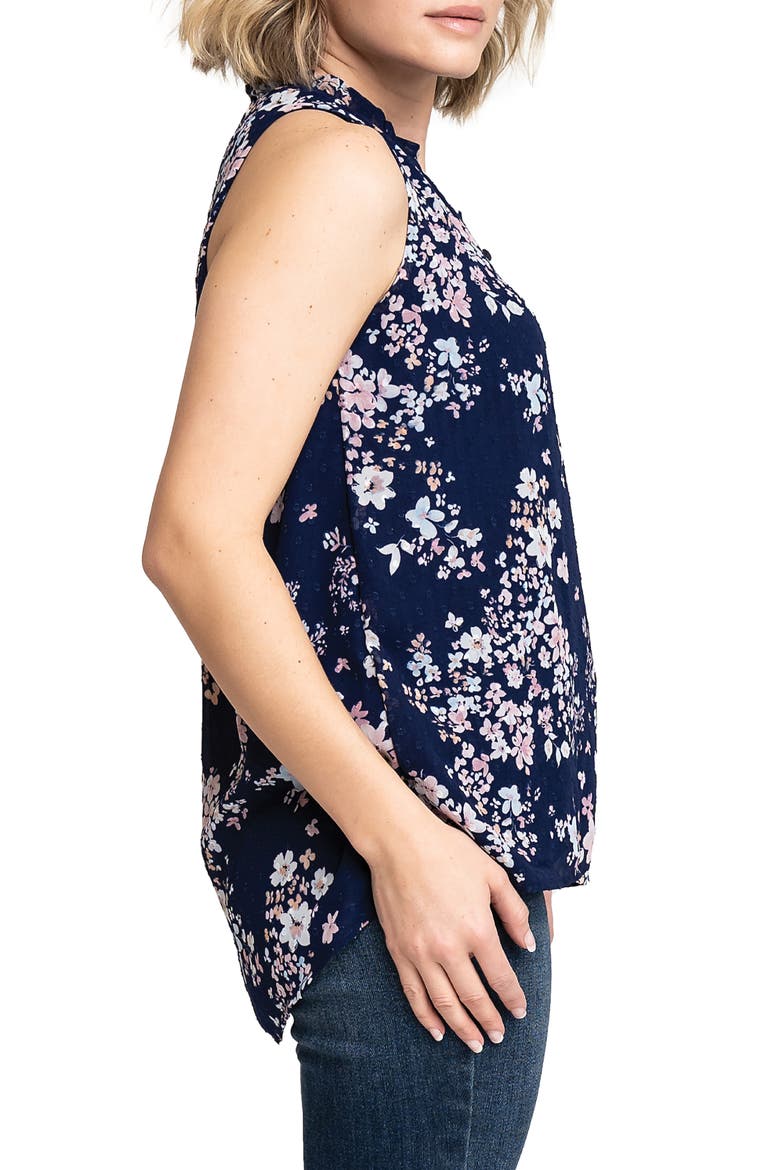 Respect the Ruffle Sleeveless Top, Alternate, color, NAVY BOUQUET PRT