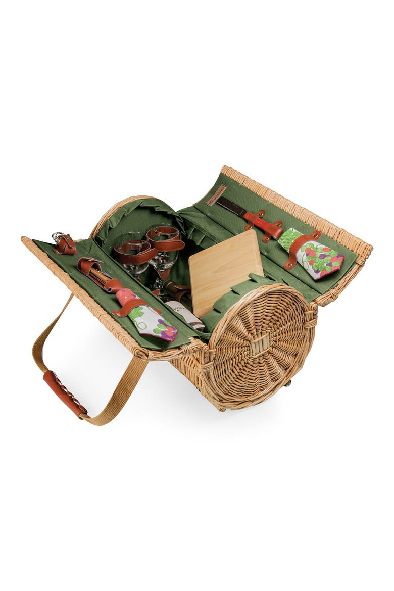 'Verona' Wicker Picnic Basket, Main, color, PINE GREEN