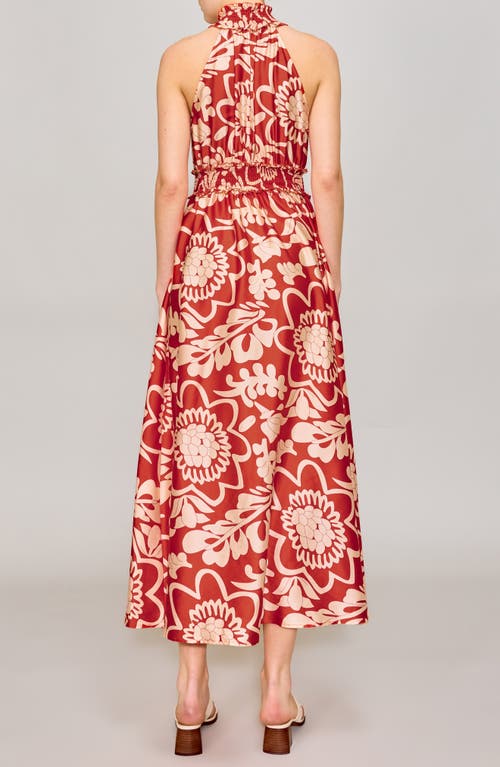 Melloday Mock Neck Maxi Dress In Red Floral Print