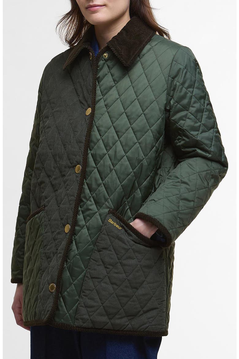 Meryl Colorblock Quilted Jacket, Main, color, OLIVE/ ANCIENT TARTAN