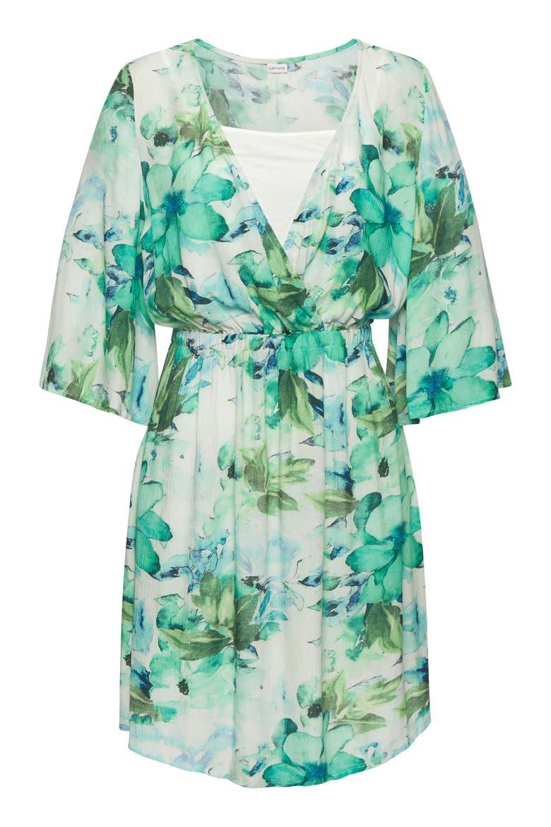 Floral Layered Look Dress, Alternate, color, Blue Multi