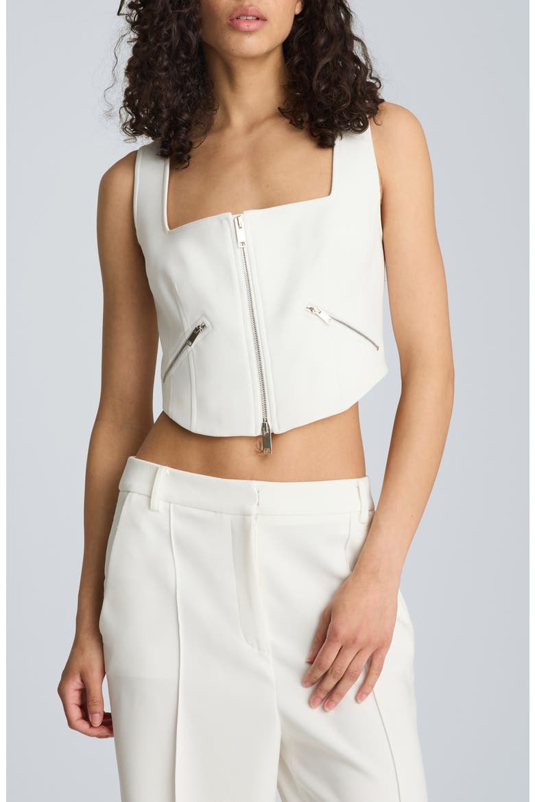 Sleeveless Zip Front Top, Main, color, PURE WHITE