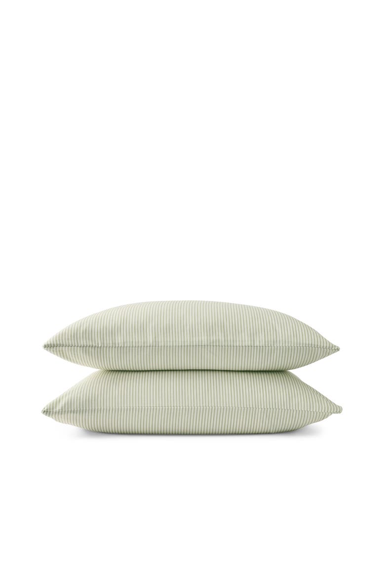Ticking Stripe Soft Cotton Twill Pillowcase Pairs, Main, color, Green