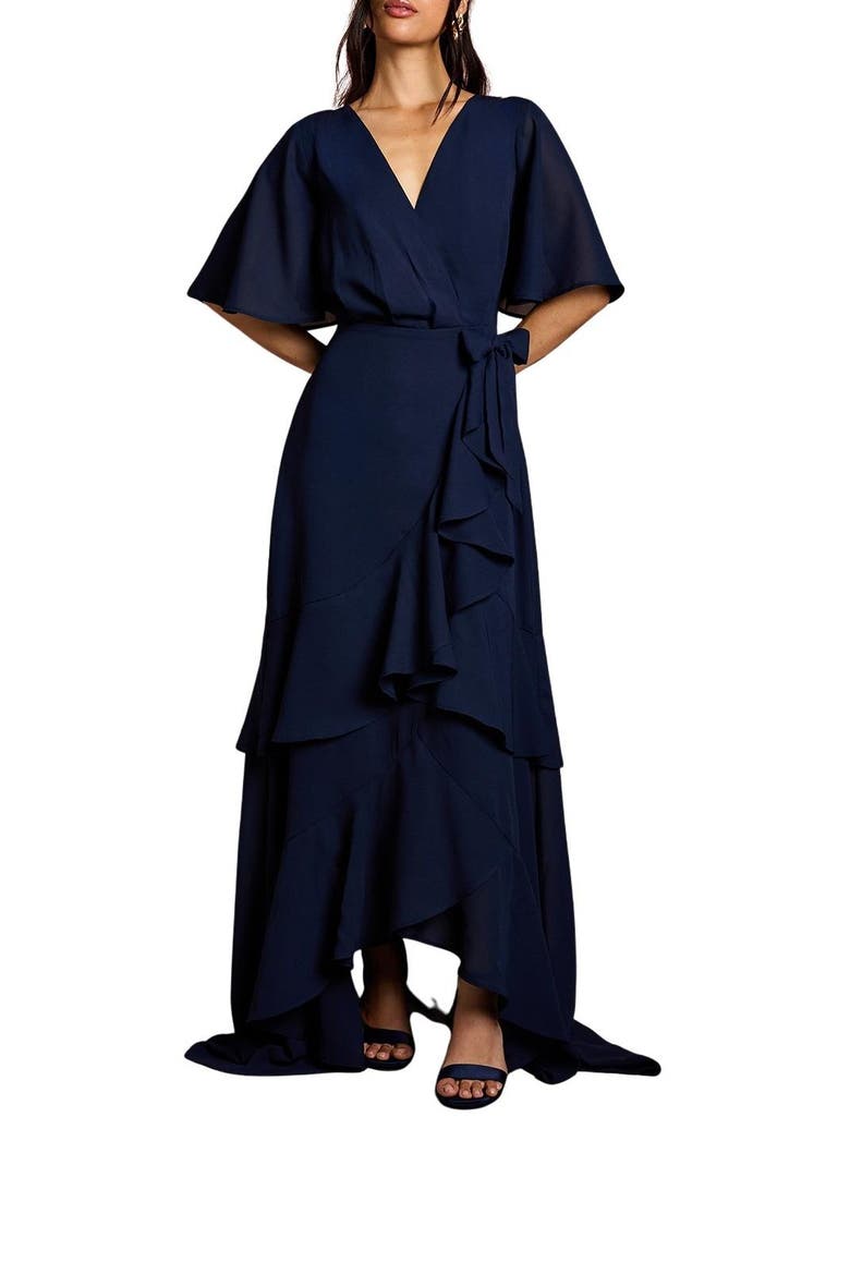 Angel Sleeve Bridesmaid Maxi Dress, Alternate, color, Navy