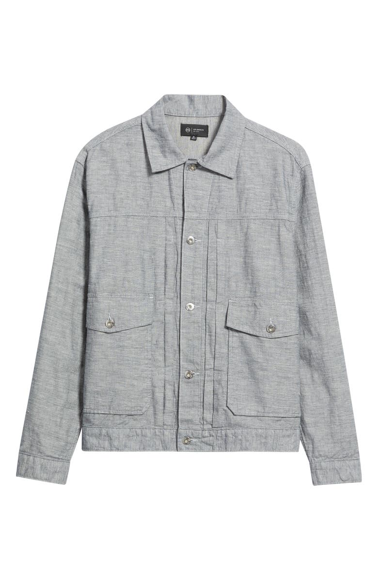 AG Sid Cotton & Linen Trucker Jacket, Alternate, color, Sterling