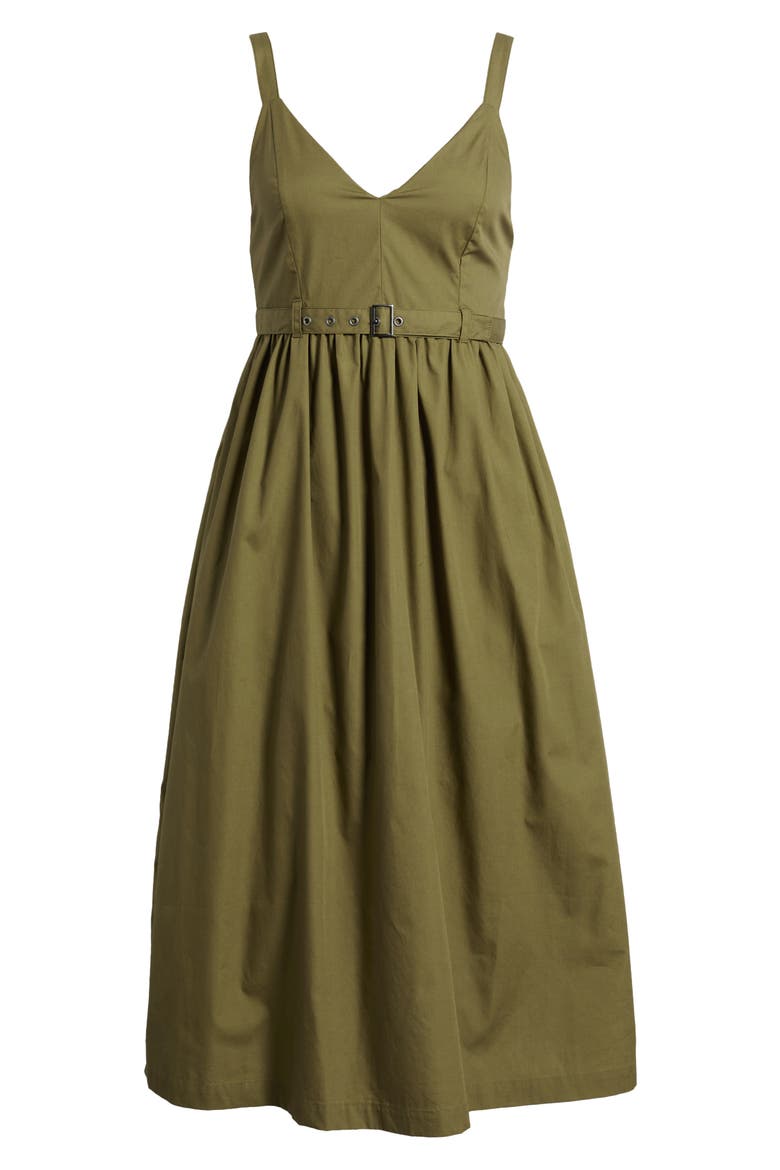 Juno Halter Neck Cotton Dress, Alternate, color, DEEP OLIVE