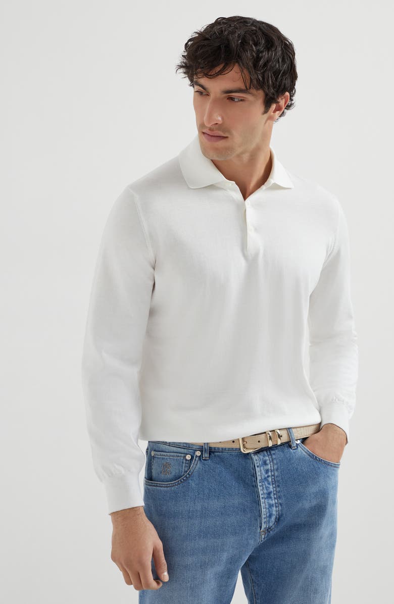 Brunello Cucinelli Polo-style sweater, Alternate, color, Panama