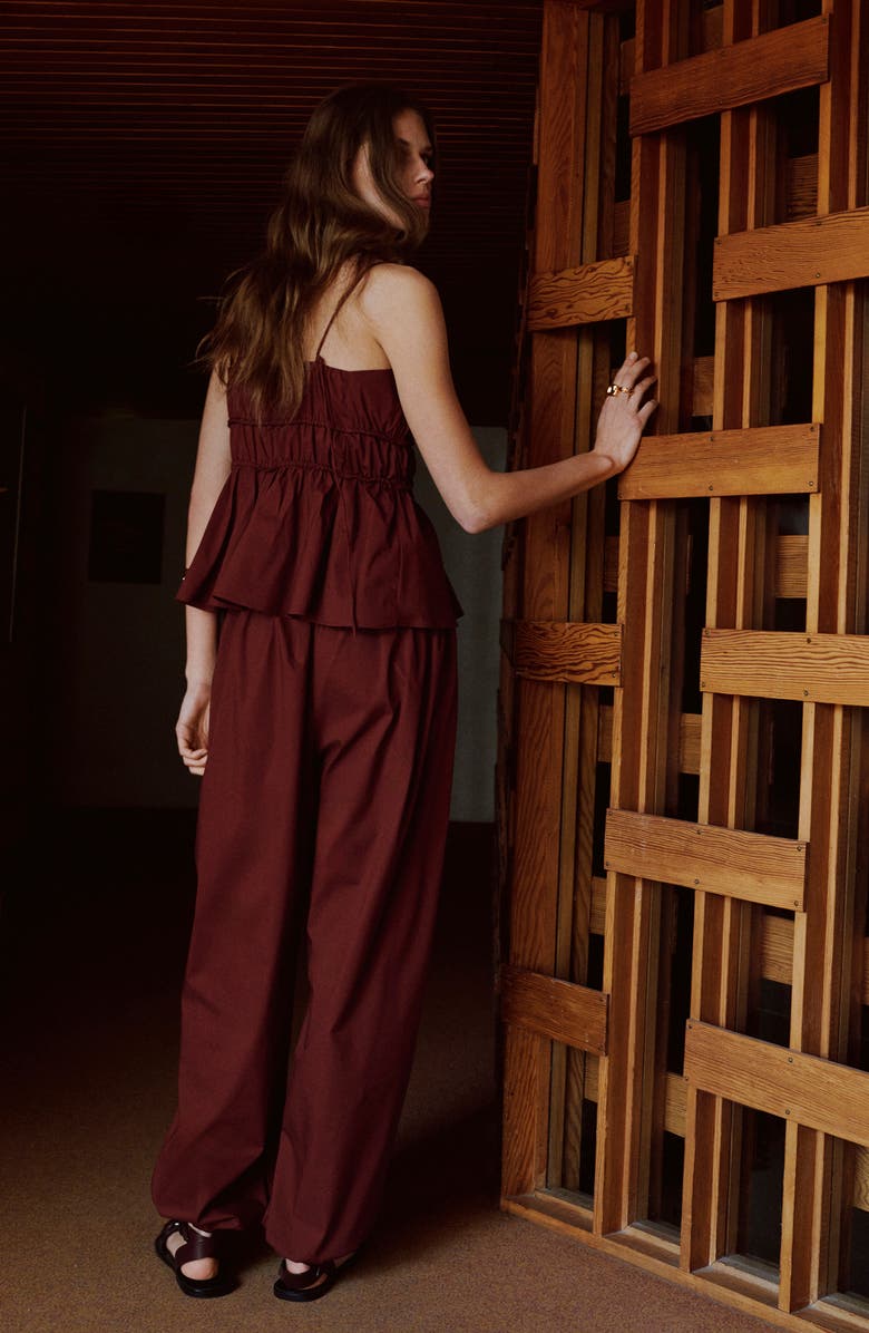 MANGO Shirred Stretch Cotton Camisole, Alternate, color, Burnt Orange