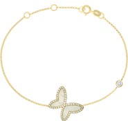 EFFY 18K Yellow Gold Diamond Mother of Pearl Butterfly Bracelet