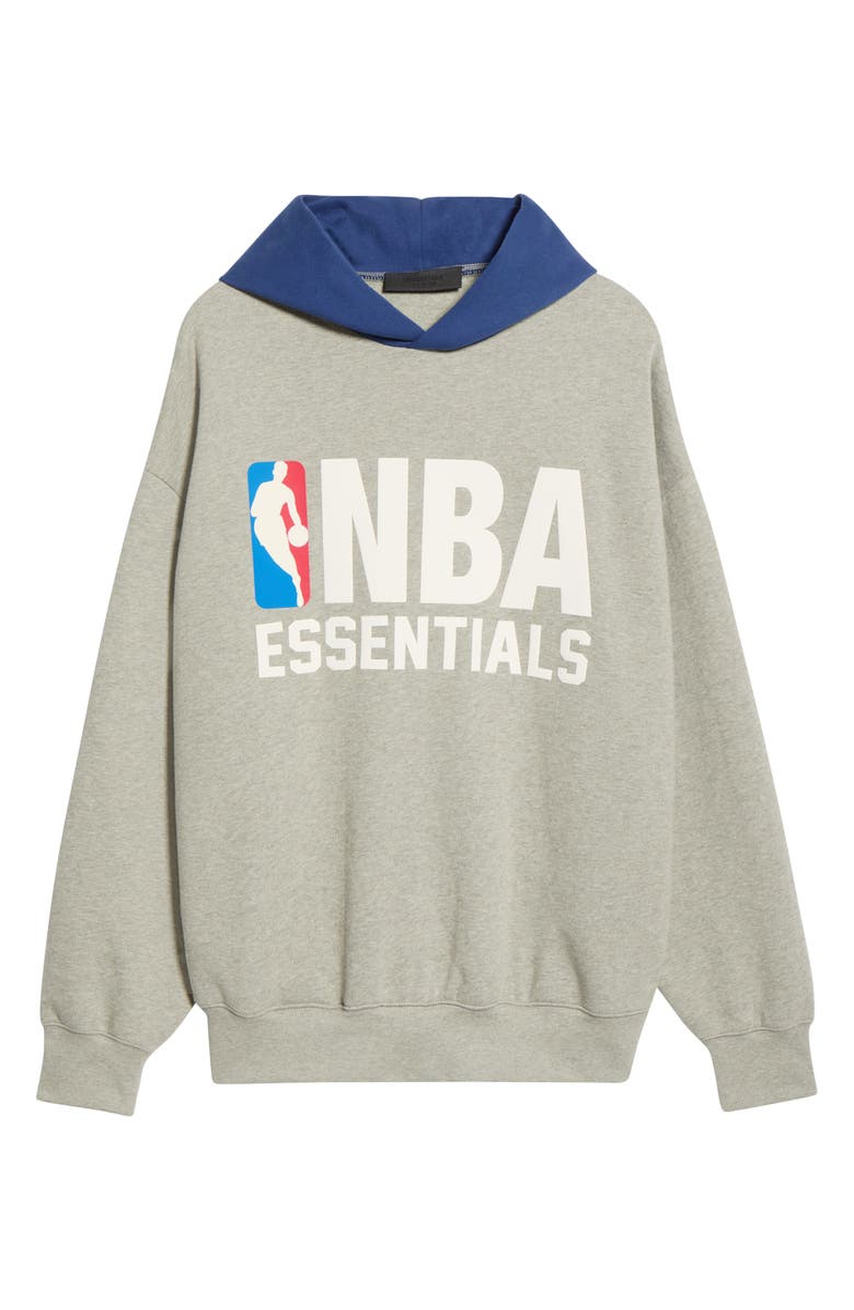 Fear of God Essentials x NBA Sports Fit Hoodie, Alternate, color, Concrete Heather/ Estate Blue
