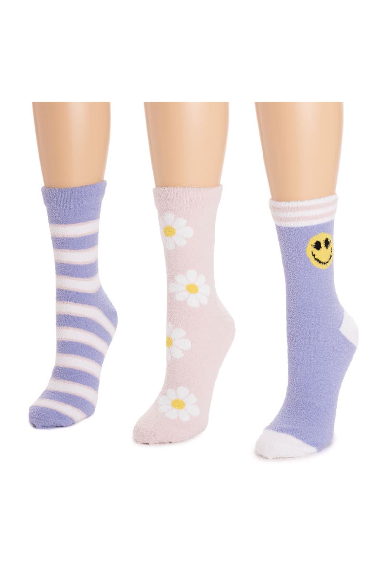 MUK LUKS Cozy Compression Crew Socks 3 Pair Pack, Main, color, Lavendar