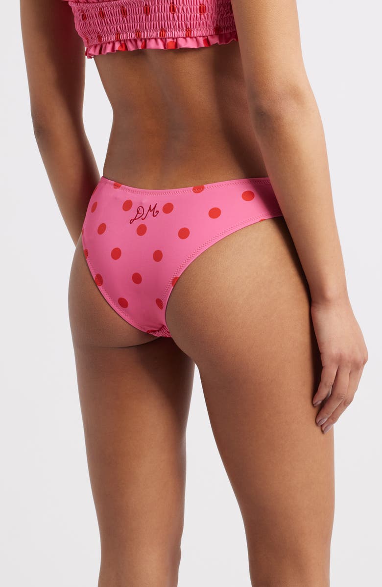 Damson Madder Polka Dot Smocked Bow Bikini Bottoms, Alternate, color, Pink