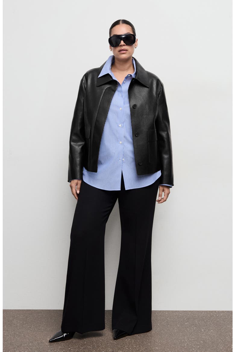 Sabina Faux Leather Jacket, Alternate, color, BLACK