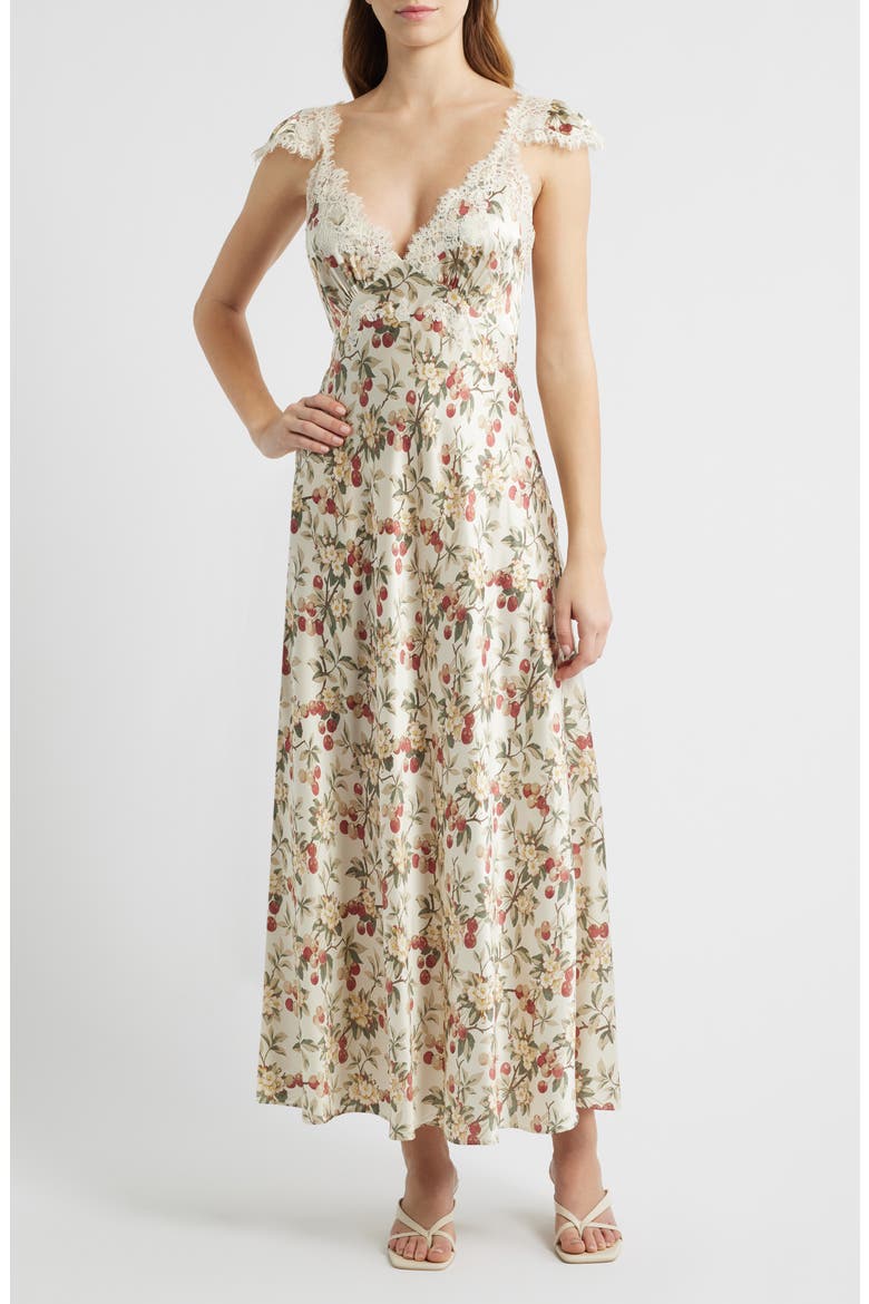 Fiona Floral Silk Maxi Dress, Main, color, CERISE ET FLEUR