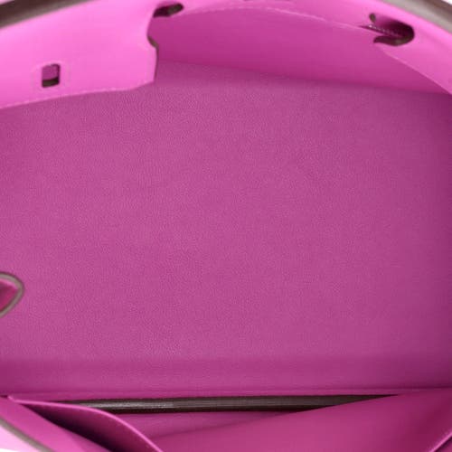 Pre-owned Hermes Hermes Birkin Handbag Pink Swift With Palladium Hardware 25 In White