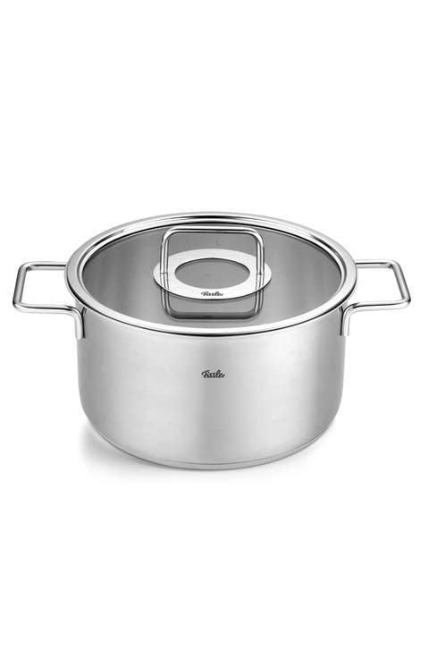 Pure Collection Stainless Steel Stock Pot with Glass Lid