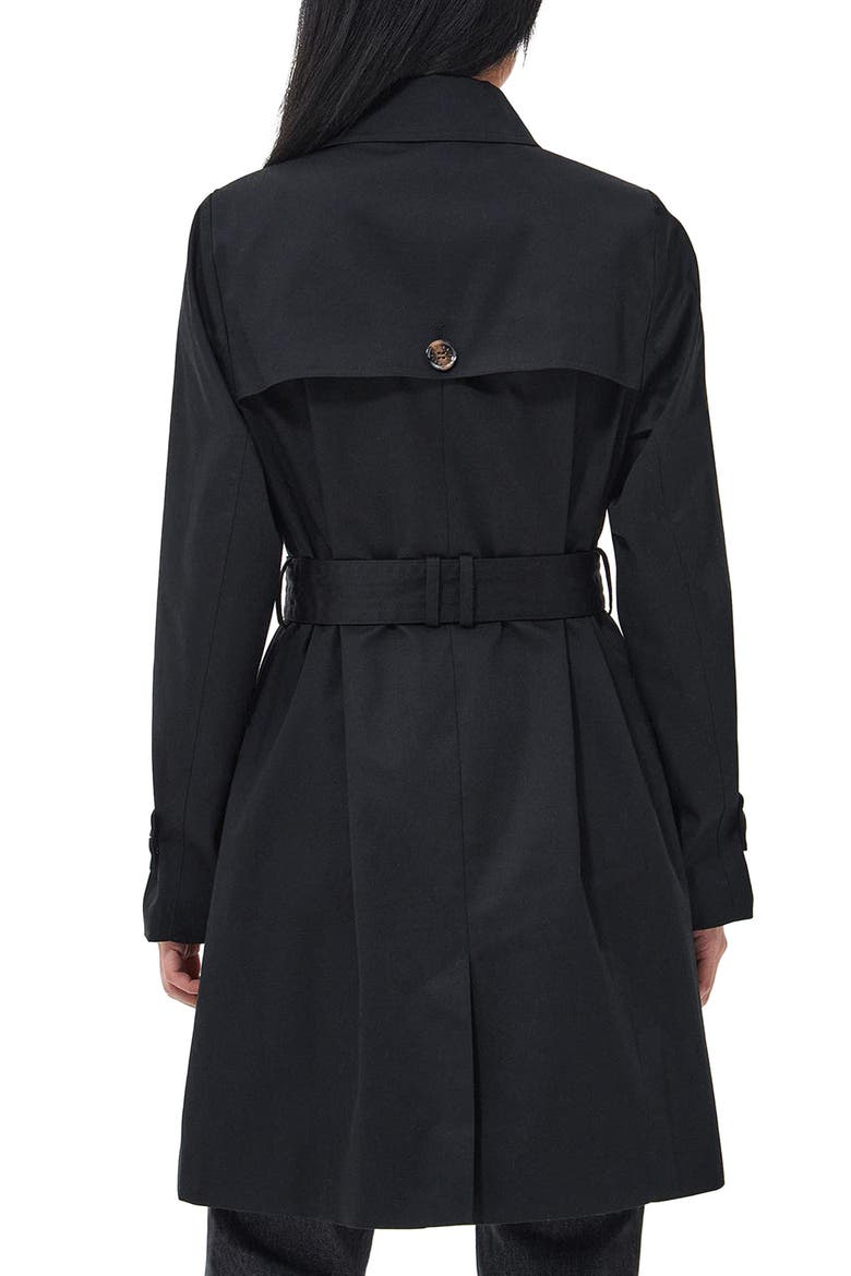 Greta Belted Water Resistant Twill Trench Coat, Alternate, color, BLACK/ANCIENT POPLAR