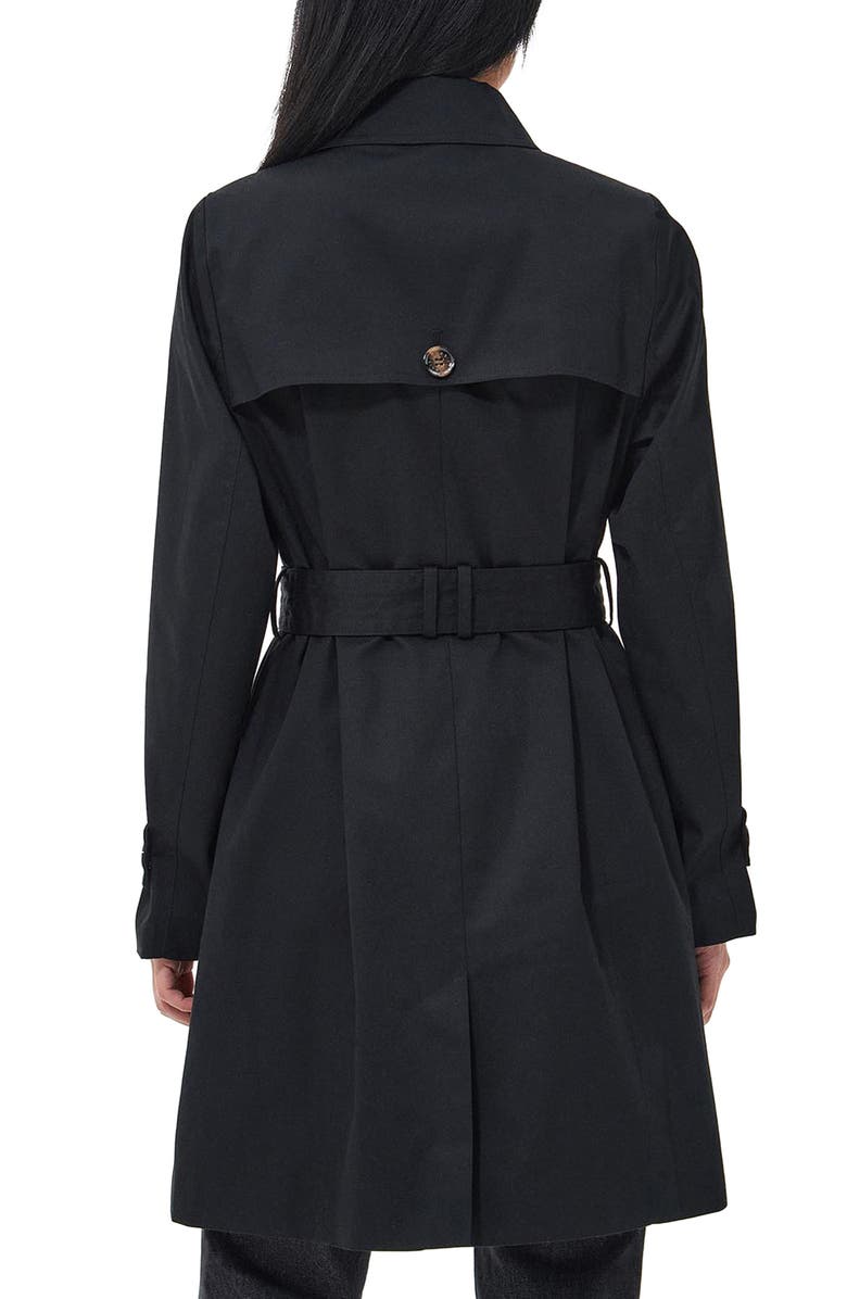Barbour Greta Belted Water Resistant Twill Trench Coat, Alternate, color, Black/Ancient Poplar