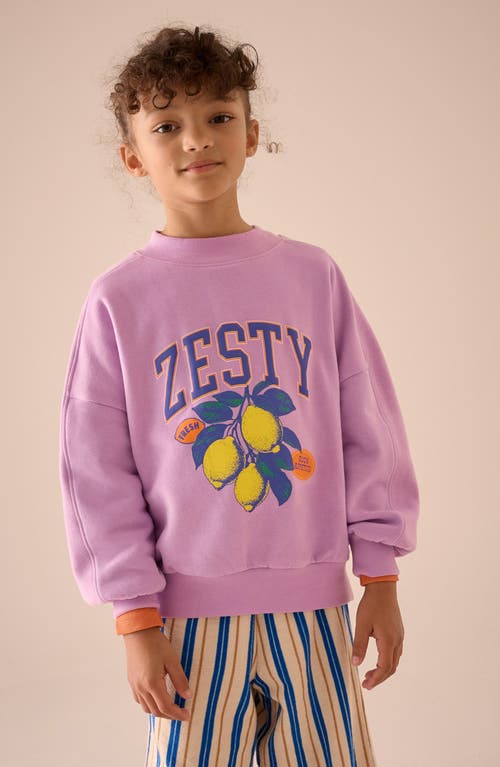 Next Kids' Zesty Graphic Sweatshirt & Stripe Pants Set In Purple