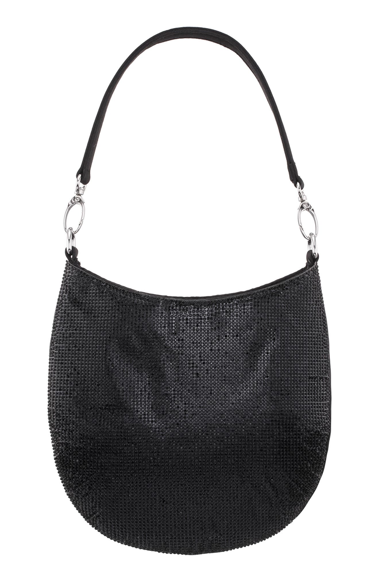 Nina Crystal Mini Hobo Bag, Main, color, Black