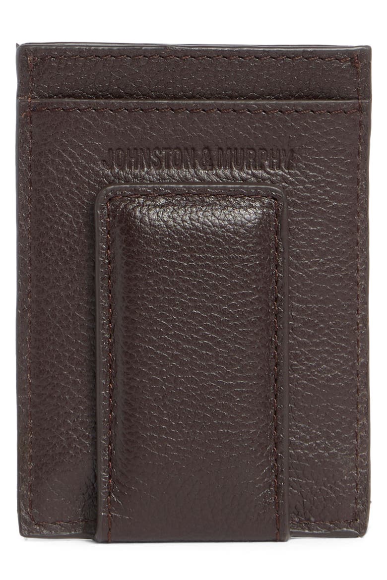 Pebbled Leather Cardholder Wallet, Alternate, color, DARK BROWN