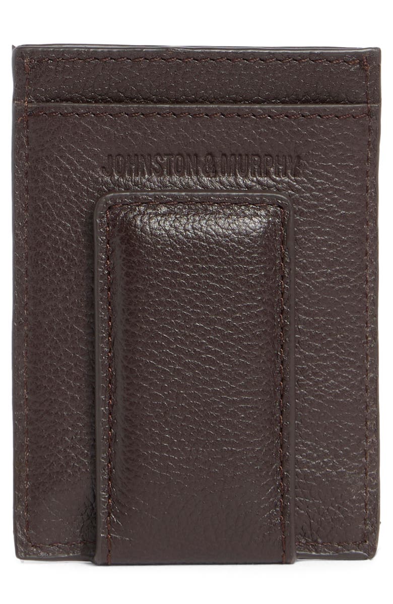 Johnston & Murphy Pebbled Leather Cardholder Wallet, Alternate, color, Dark Brown
