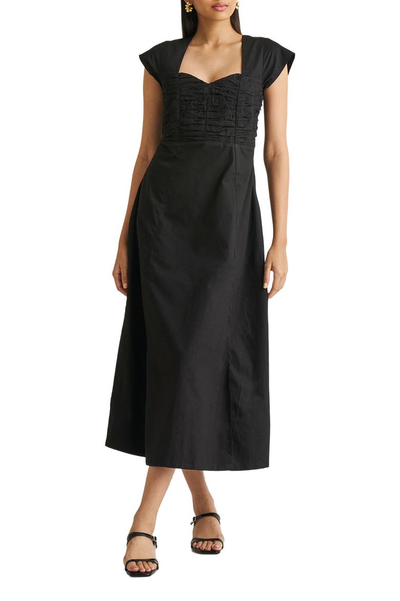 Ruched Dress with Front Slit, Main, color, Black