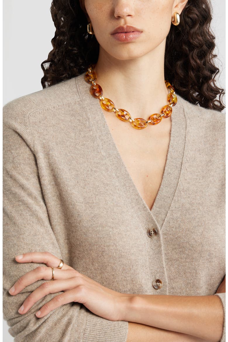 Resin Mariner Link Necklace, Alternate, color, AMBER- GOLD