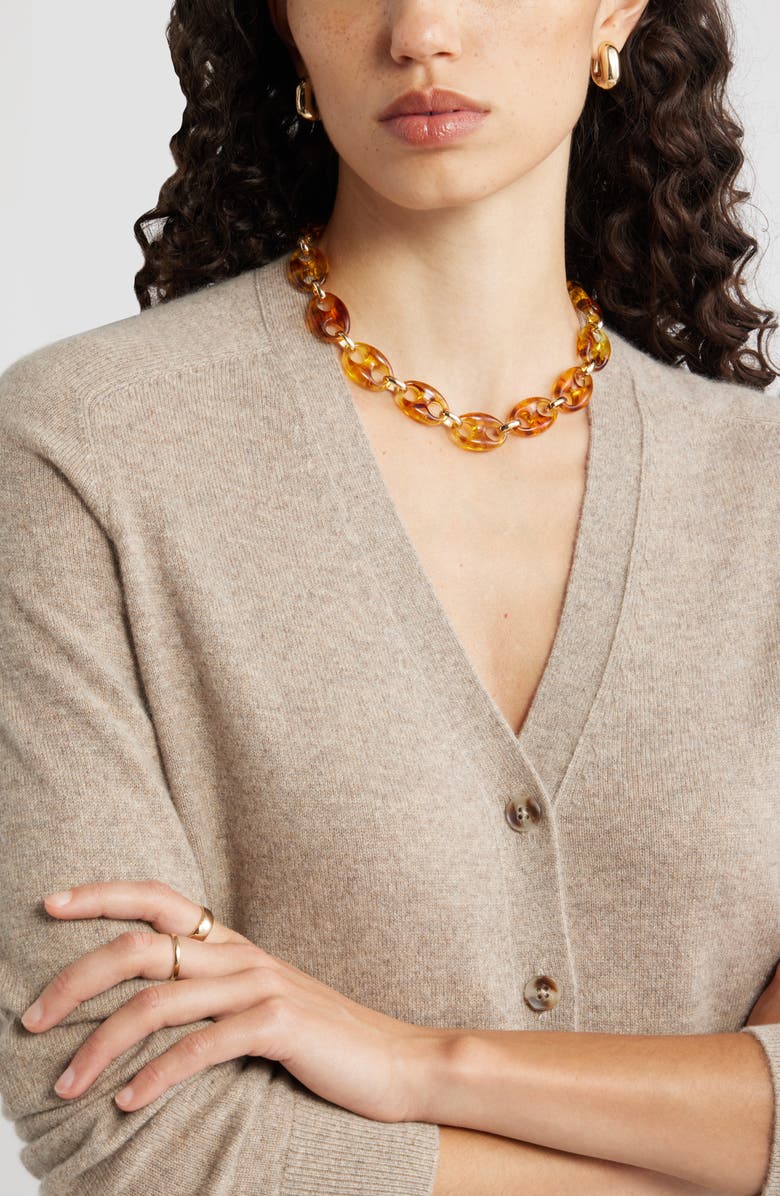 Nordstrom Resin Mariner Link Necklace, Alternate, color, Amber- Gold
