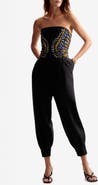 Desigual Mixed Media Strapless Jumpsuit
