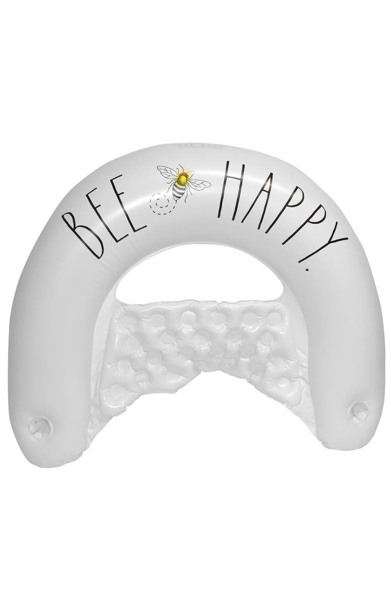 Rae Dunn Bee Happy Chair Lounger Pool Inflatable, Main, color, White