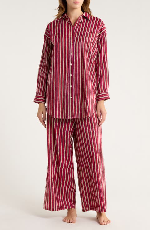 Oversize Shirt & Pants Cotton Pajamas