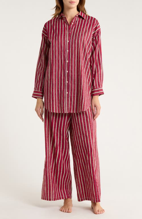 Chan Luu Oversize Shirt & Pants Cotton Pajamas In Multi