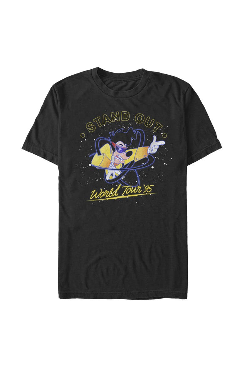 Men's A Goofy Movie Max Stand Out World Tour '95  Graphic T-Shirt, Main, color, Black